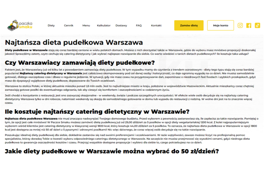 Diety pudełkowe w Warszawie